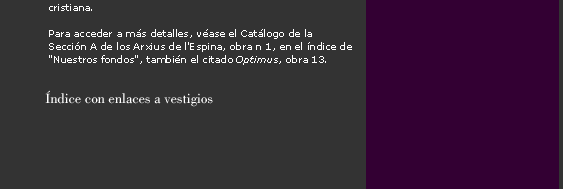 Indice con enlaces a vestigios